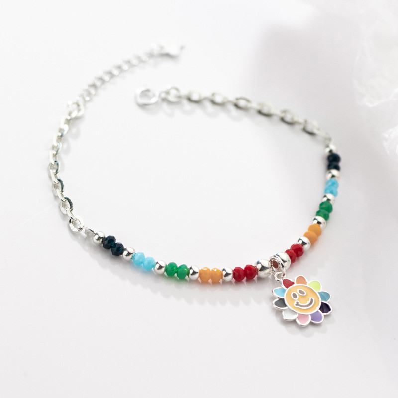 s925 sterling silver fashion chic rhinestone charm bracelet