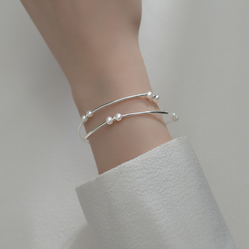 s925 sterling silver rhinestone circle fashion unique geometric bracelet