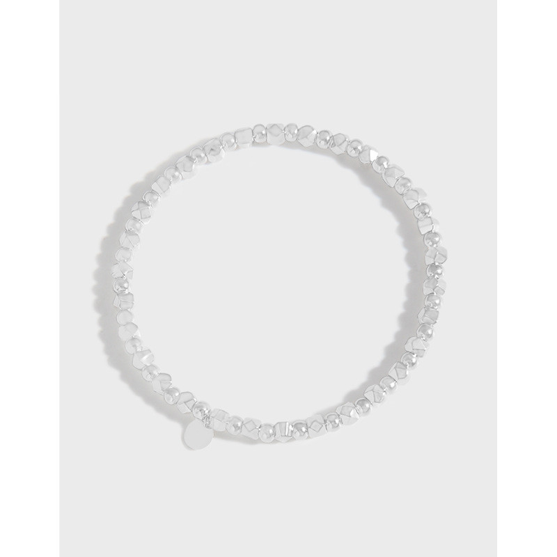 design geometric double bead charm bracelet