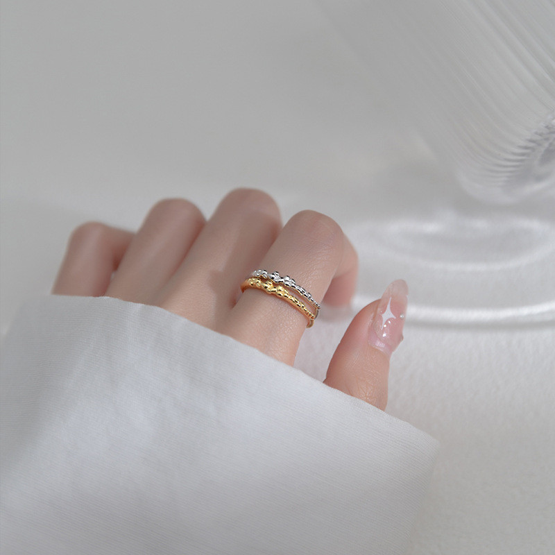s925 sterling silver fashion doublelayer pearl ring