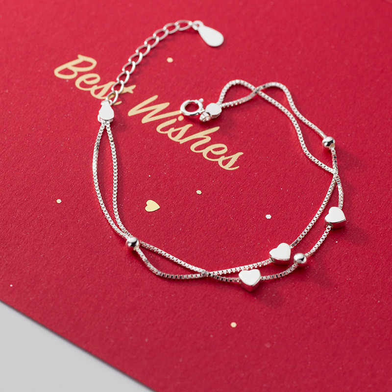s925 sterling silver charm trendy starlight chic red simple bracelet