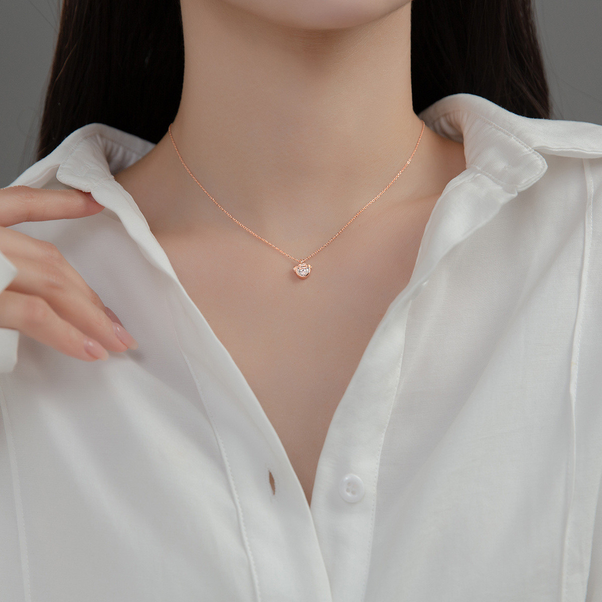 s925 sterling silver sweet rhinestone smilingface initial necklace