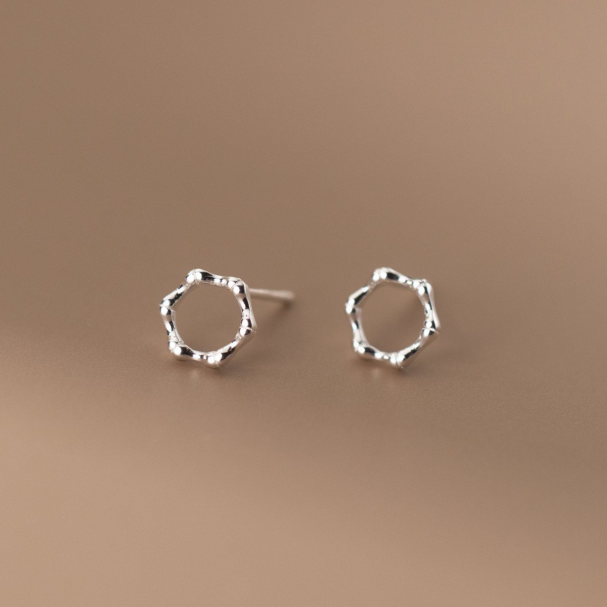 s925 sterling silver small trendyC rhinestone earrings