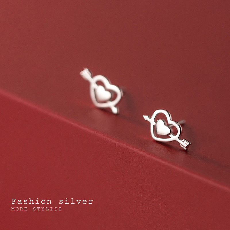 s925 sterling silver cute simple rhinestone asymmetri earrings