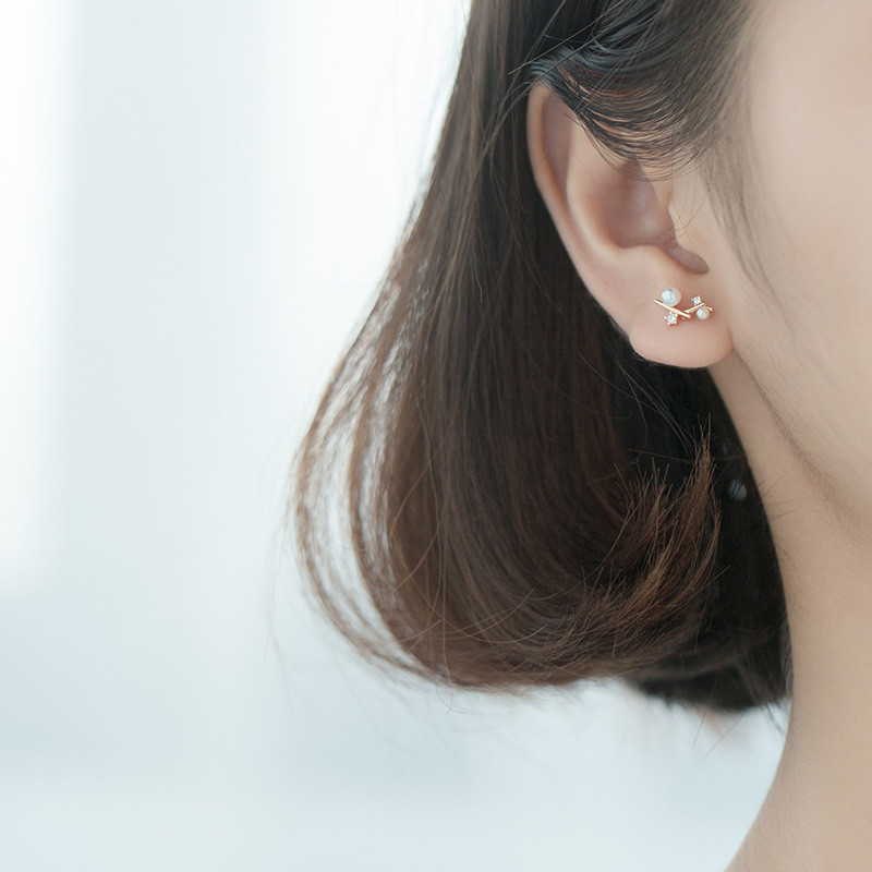 s925 sterling silver chic sweet tassel square rhinestone earrings