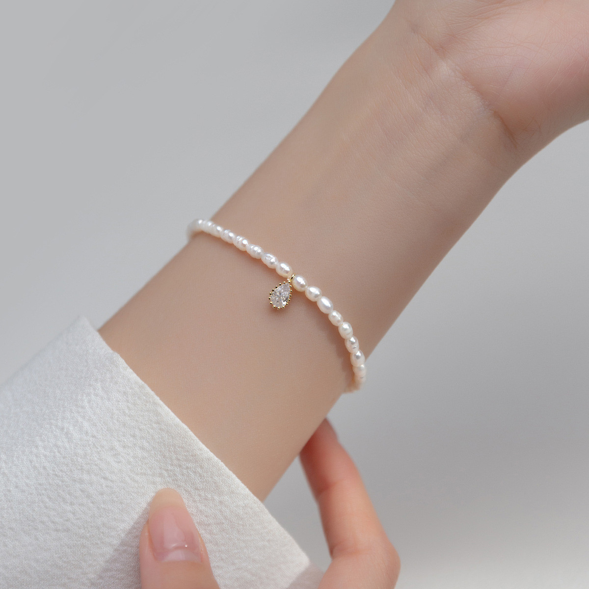 s925 sterling silver fashion pearl chic circle bracelet