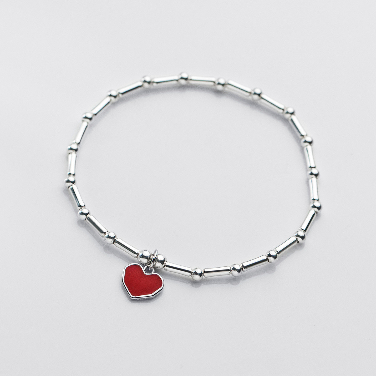 s925 sterling silver beaded charm bracelet