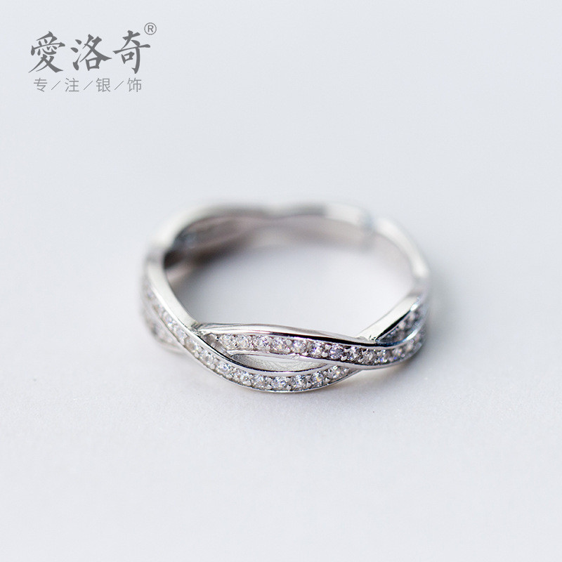 s925 sterling silver simple adjustable black white ring