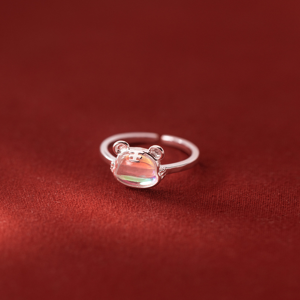 s925 sterling silver heart rhinestone ring