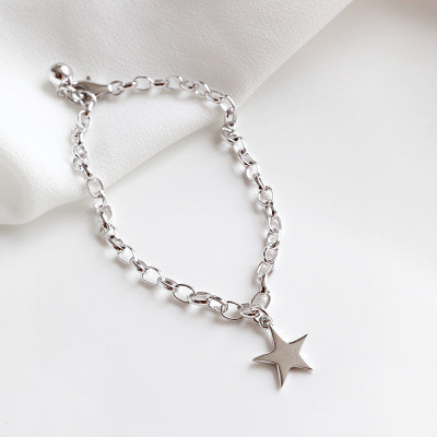 s925 sterling silver charm simple beaded charm bracelet