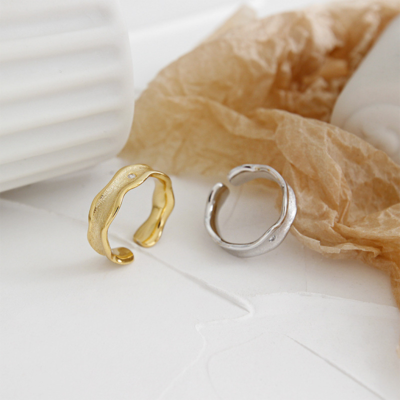 s925 sterling silver minimalist doublelayer bar adjustable ring