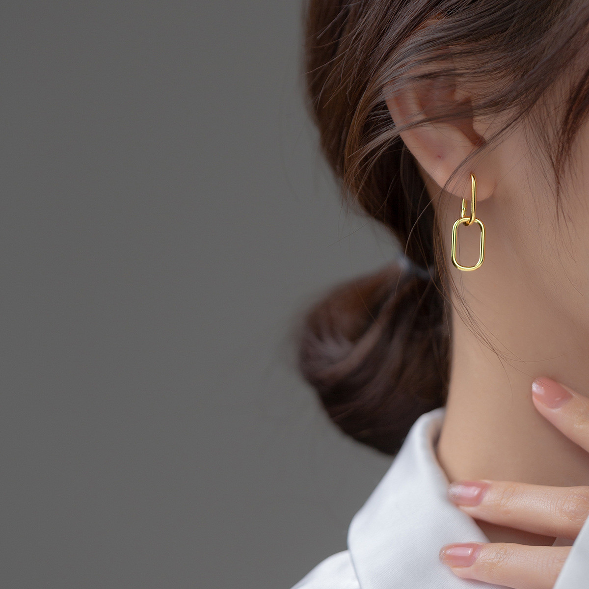 s925 sterling silver fashion simple trendy hollowed rhinestone triangle chic earrings