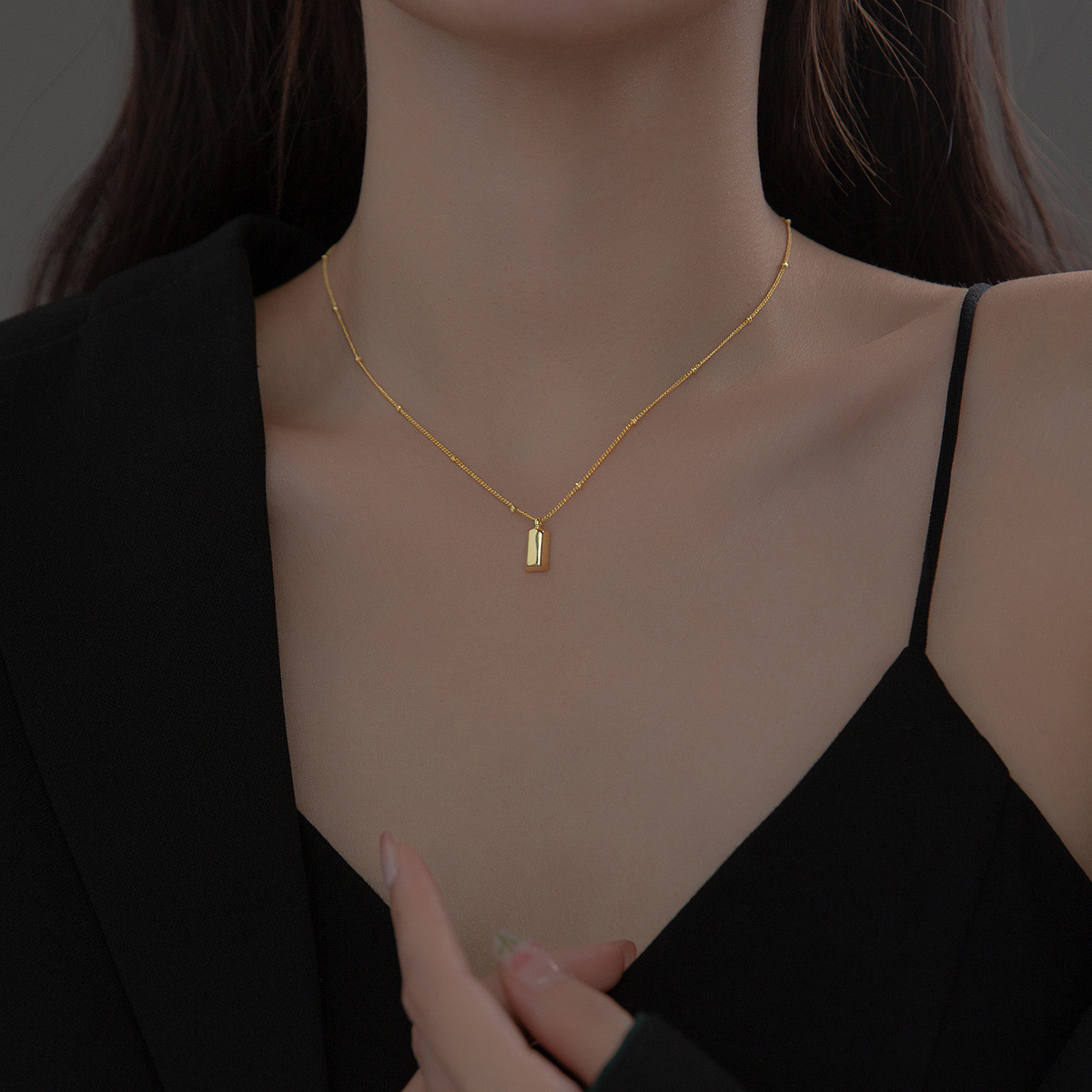 S0011 925 Sterling silver rose gold plated double heart pendant necklace