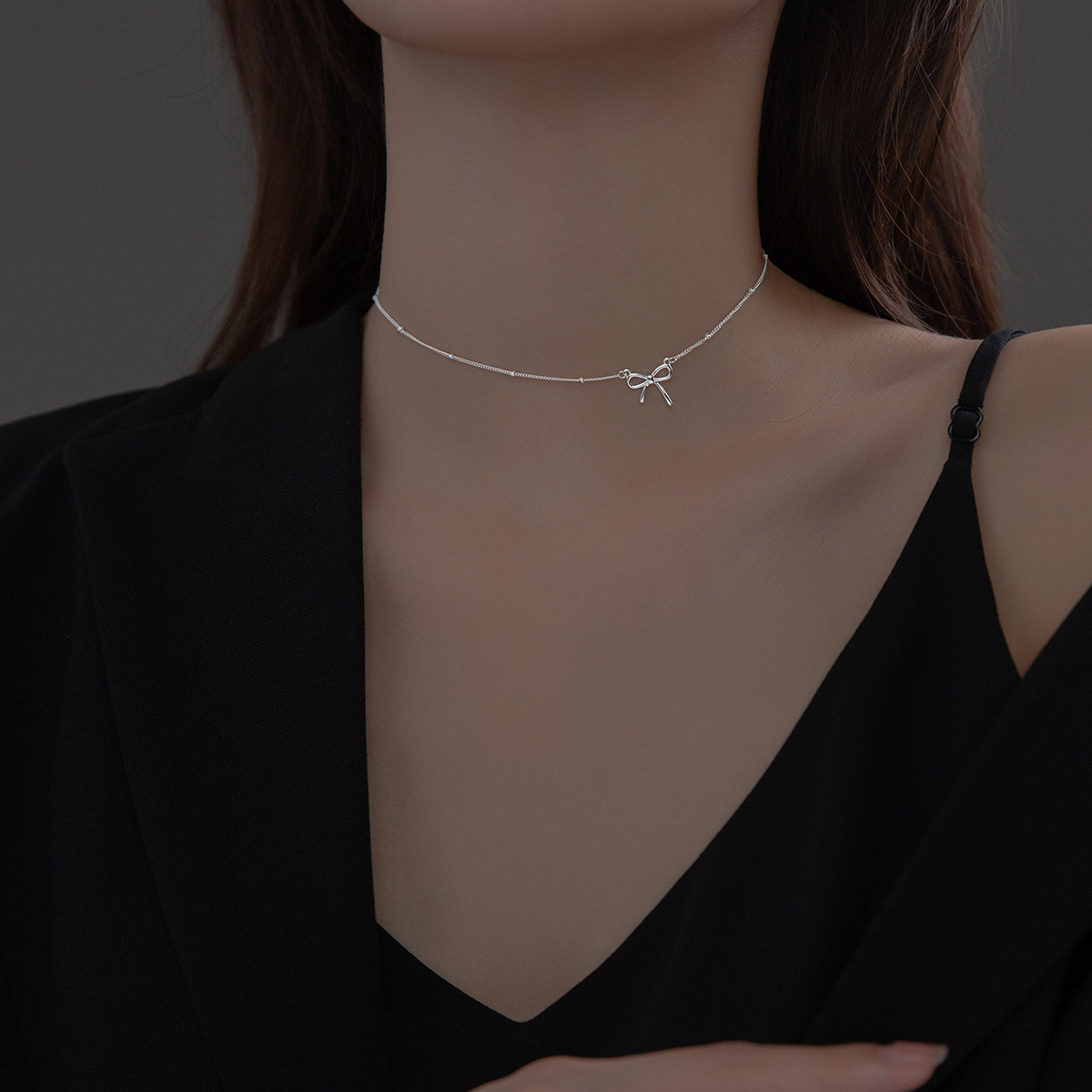 s925 sterling silver glazed smilingface necklace