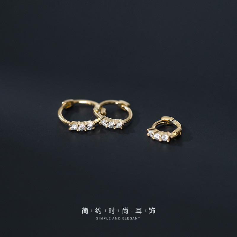 s925 sterling silver cute star rhinestone earrings
