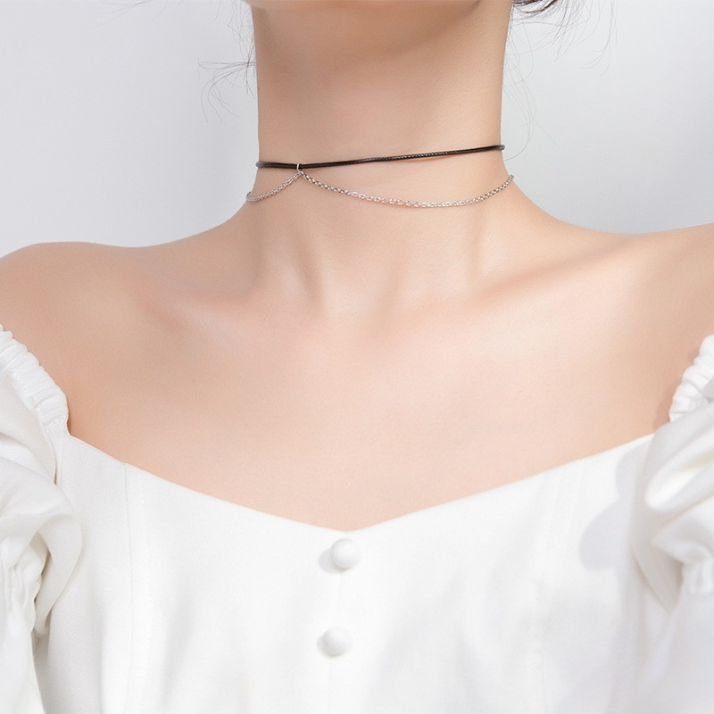 s925 sterling silver chic simple crescent necklace