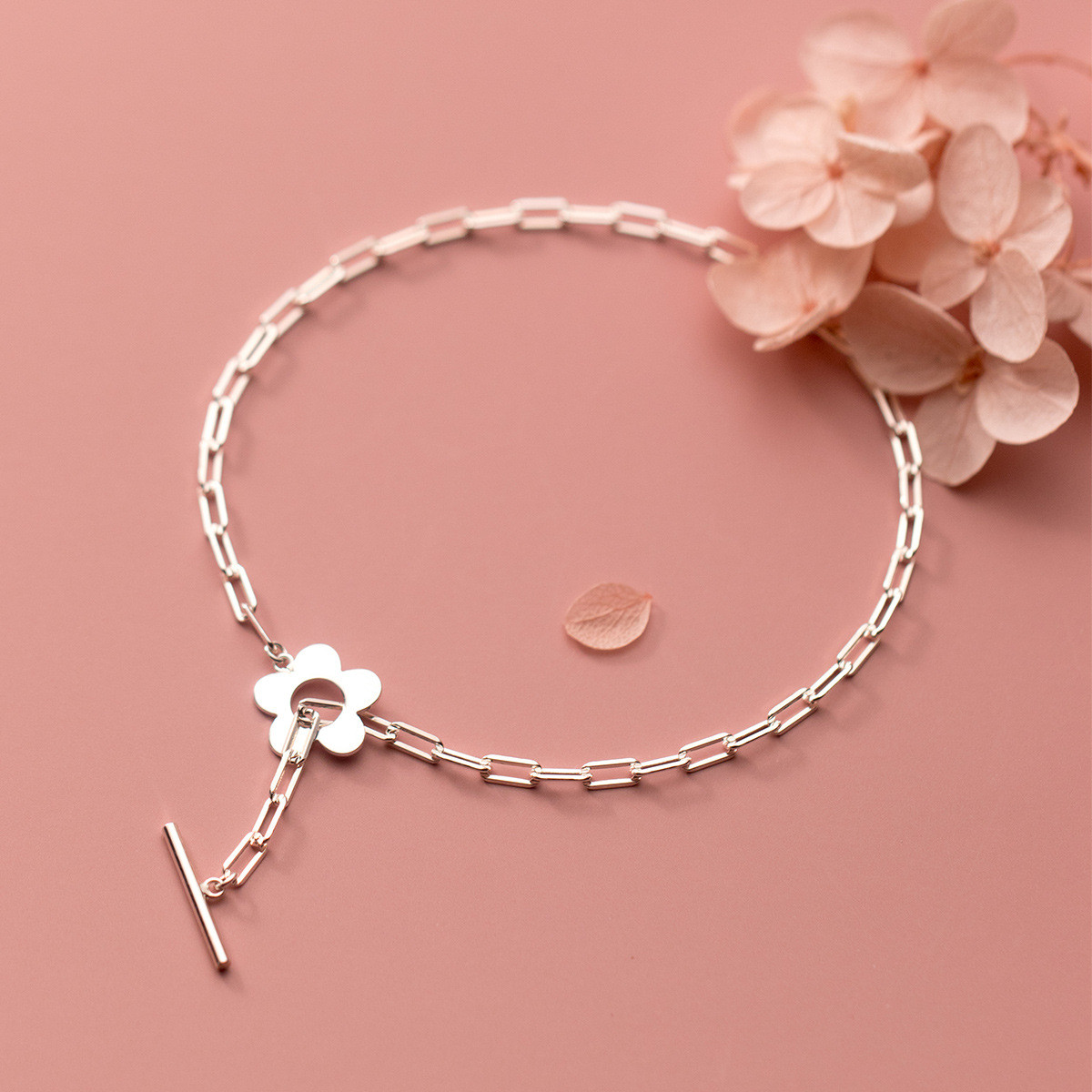s925 sterling silver shell pearl charm bracelet