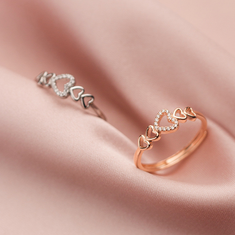 s925 sterling silver unique rhinestone doublelayer barZ chic ring
