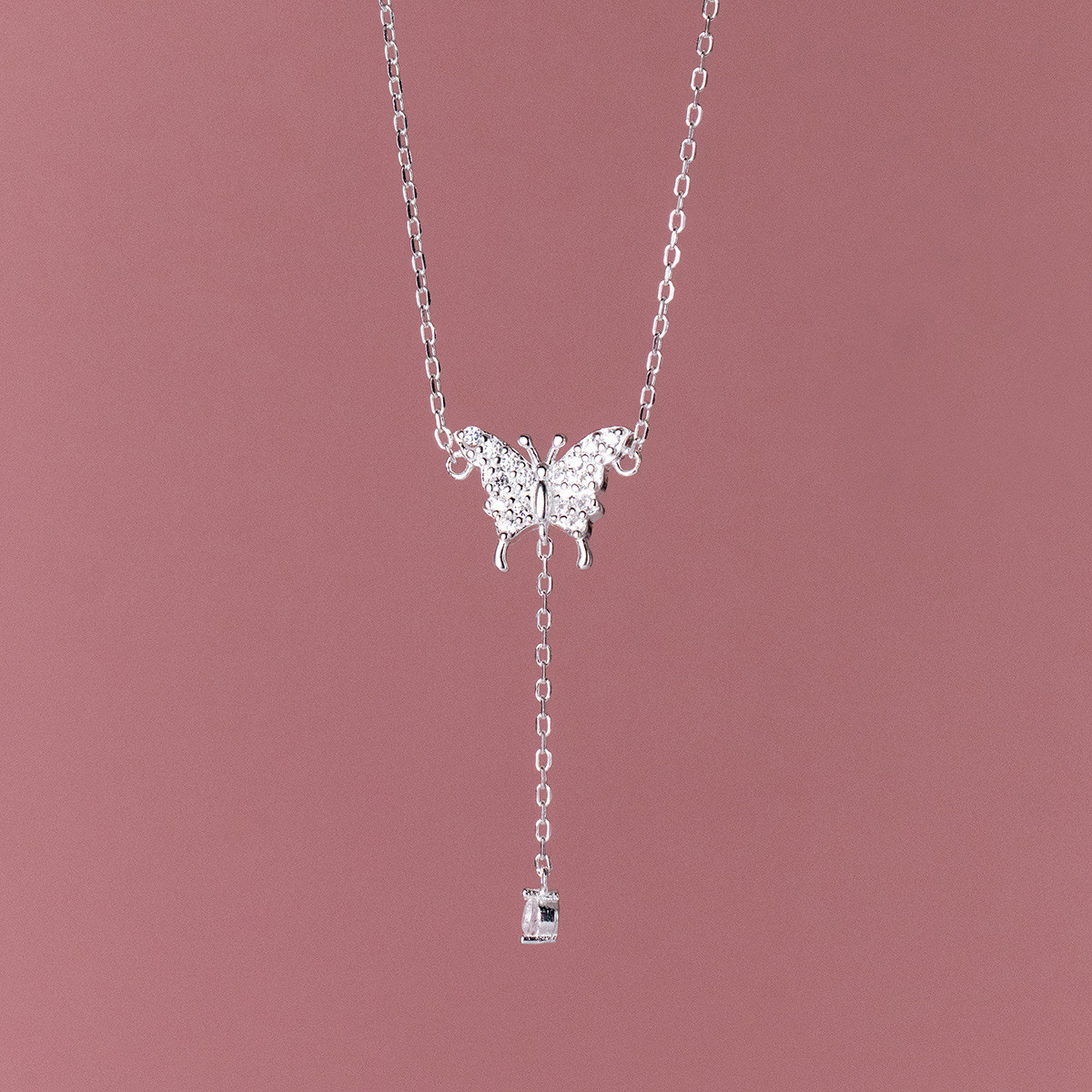 s925 sterling silver bow necklace
