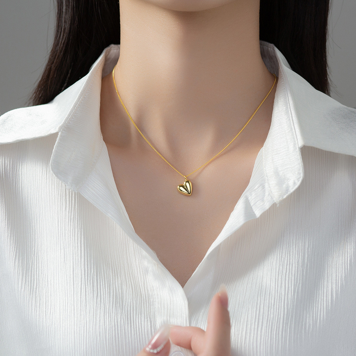 s925 sterling silver thai heart bead simple design necklace